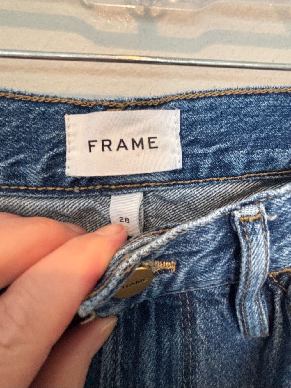 Frame Denim Blue Le Baggy Palazzo Frayed Hem Jeans - Picture 3 of 5